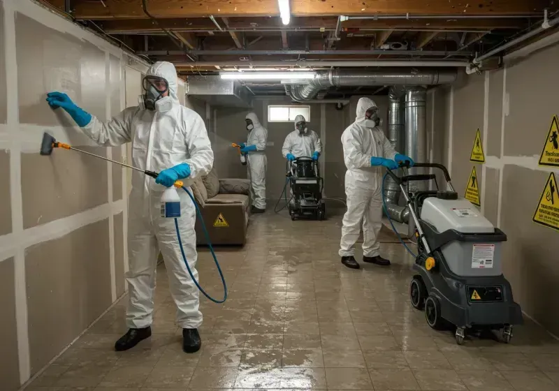 Basement Moisture Removal and Structural Drying process in Eunice, LA